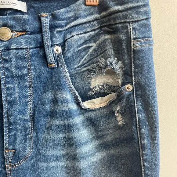 Good American Good Legs Crop High Rise Skinny Distressed Blue Jeans - Picture 2 of 6